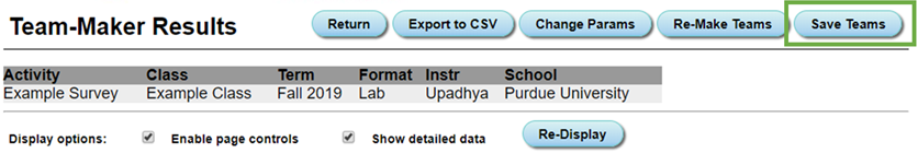 Click 'Save Teams'