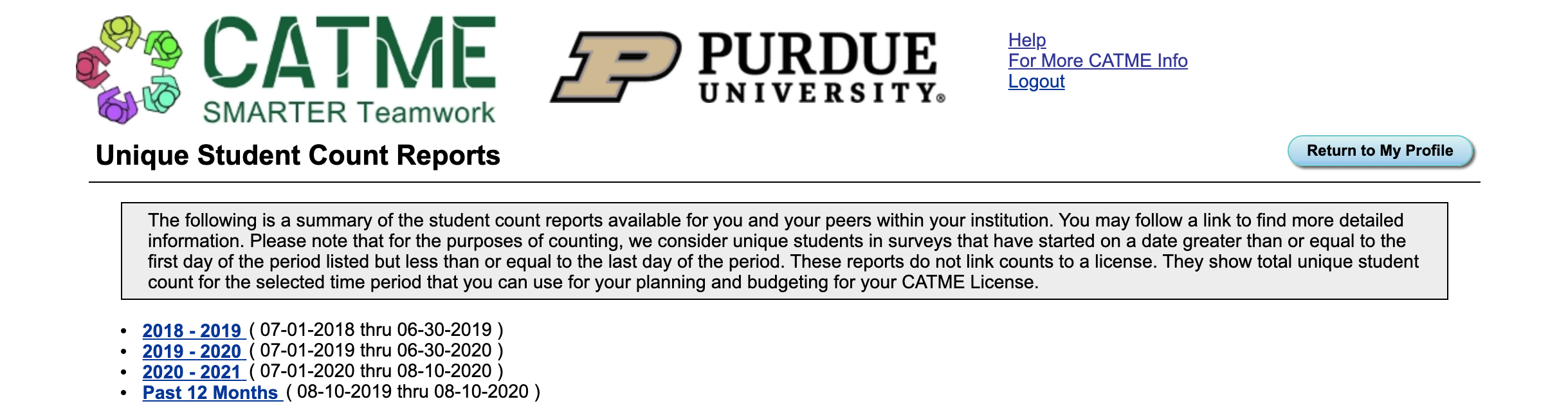 Unique Student Count Reports