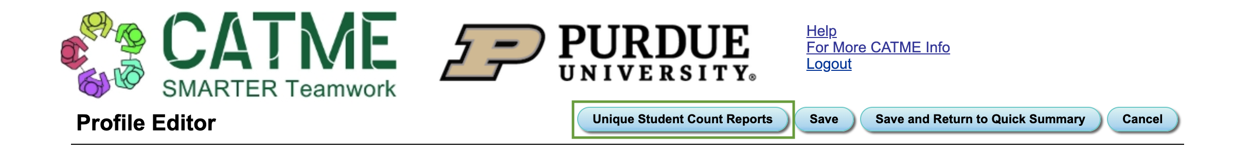 Unique Student Count Reports button