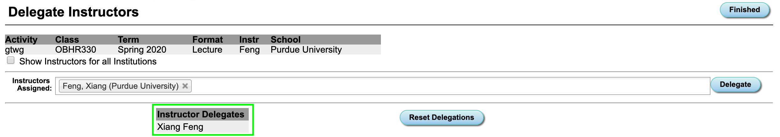 Delegation Confirmation