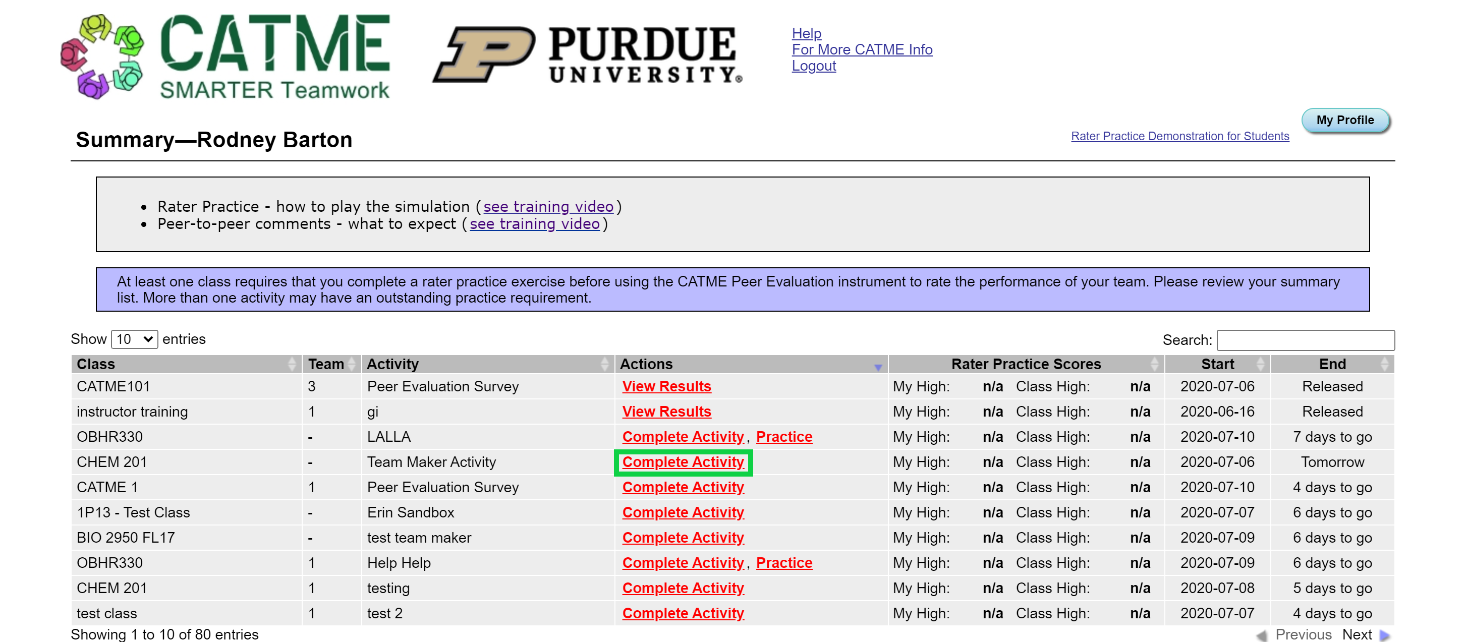 Summary Page