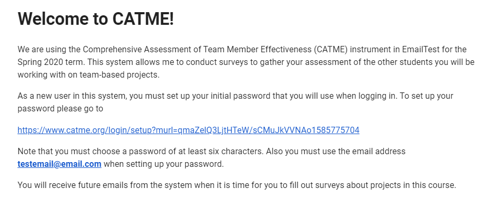 Welcome to CATME Email